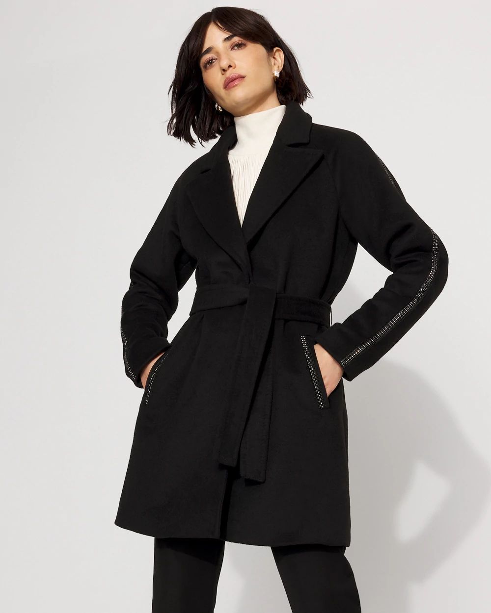 Embellished Wool-Blend Coat | White House Black Market